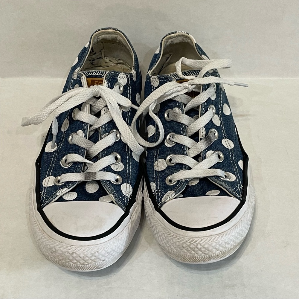 Converse All-Star Navy White Polka Dots Canvas Sneakers Shoes Unisex 4 (M) 6 (W) - Picture 2 of 8